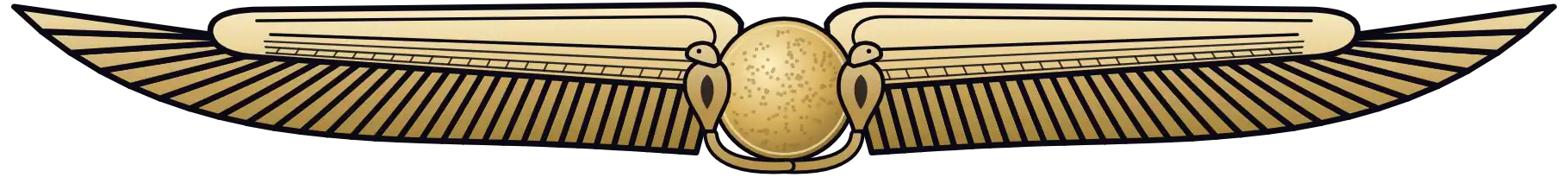 A gold Egyptian winged sun